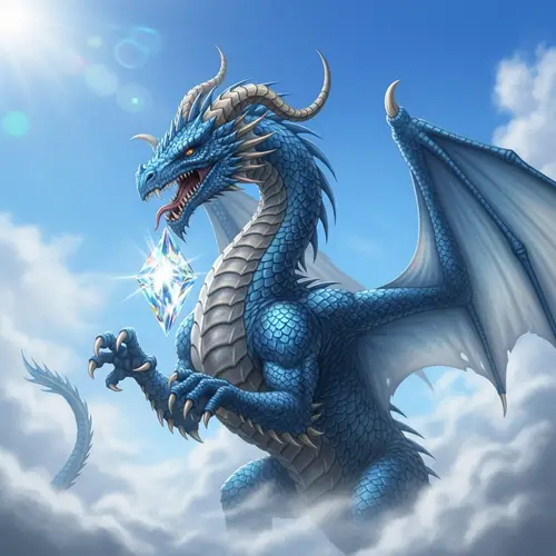 Majestic Blue Dragon in Sky | Mythological Scene