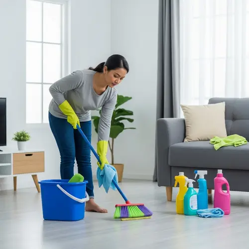 South Asian Housewife Cleaning Home with Diligence | House Cleaning Services
