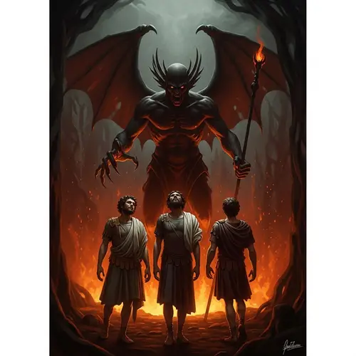 Lucifer Punishes Judas, Cassius, and Brutus in Hell