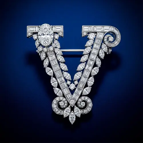 Royal V Shaped Diamond Brooch