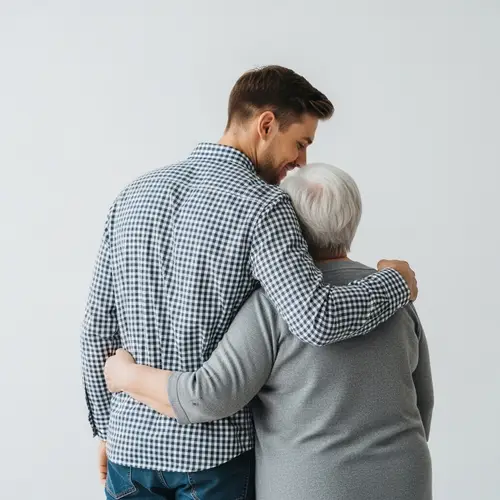 Mid-Twenties Man Hugging Grandma | Heartwarming Silhouettes
