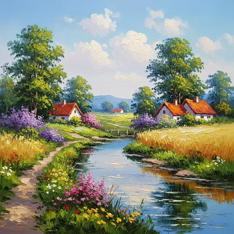 Expressive Impressionist Landscapes with Vibrant Brush Strokes