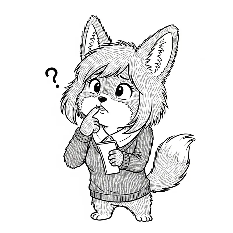Dynamic Furry Kemono Style Profile Picture Icon of Cute Confused Girl