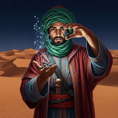 Handsome Moroccan Man Performing Magic in Middle Ages
