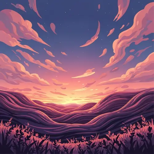 Abstract Natural Landscape at Sunset