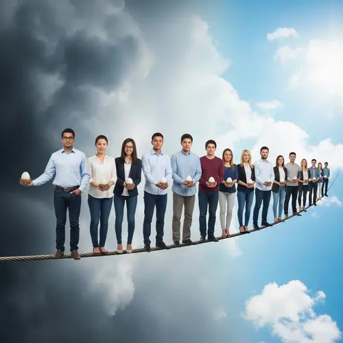 Uncertain Future of Retirement Planning | Diverse Individuals on Tightrope