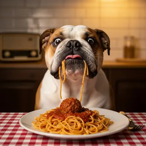 Bulldog Eating Spaghetti - Funny Pet Video