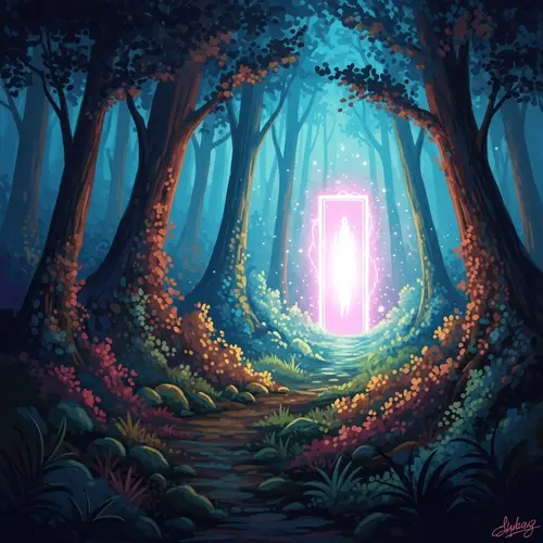 Mystical Forest Painting | Glowing Portal & Hidden Pathway