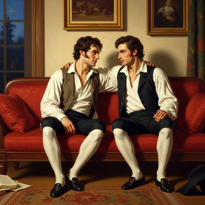 Arthur Rimbaud & Paul Verlaine Romantic Painting