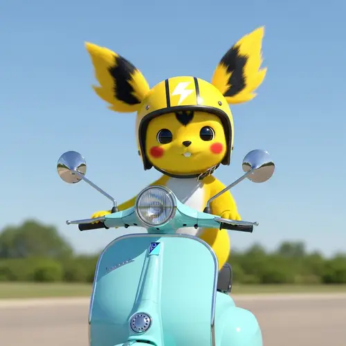 pikachu on vespa scooter