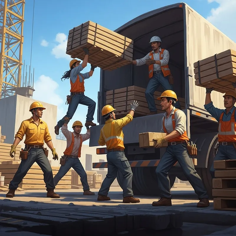 Dynamic Construction Site with Diverse Laborers | Vibrant Scene Dynamic Construction Site with Diverse Laborers | Vibrant Scene