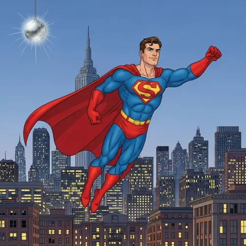 Epic Superhero Soaring Over City | Adventure Comics