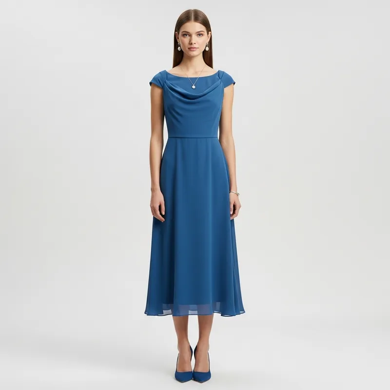 Trendy Elegance: Modern Graduation Dress in Blue