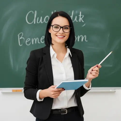 Engaging High School Teacher with Black Hair and Glasses