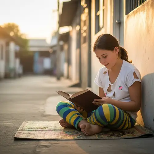 Inspiring Image of a Young Girl Reading Outdoors