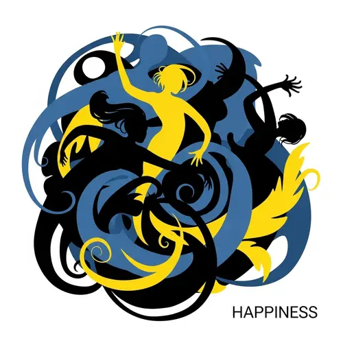 Abstract Vector Image of Happiness - Joyful Silhouettes Dance