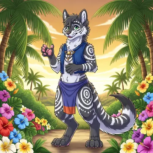 Tropical Fursona Art with Complex Markings