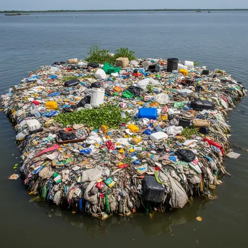 Unique Floating Island Made of Discarded Household Waste in Lagos Lagoon