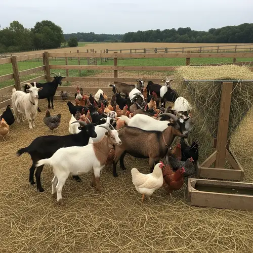 Rural Setting with Goats and Chickens | Barnyard Biotic Harmony