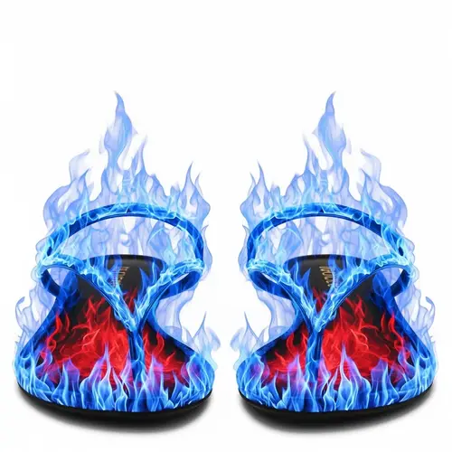4K Image: Red and Black Thongs Made of Blue Flame