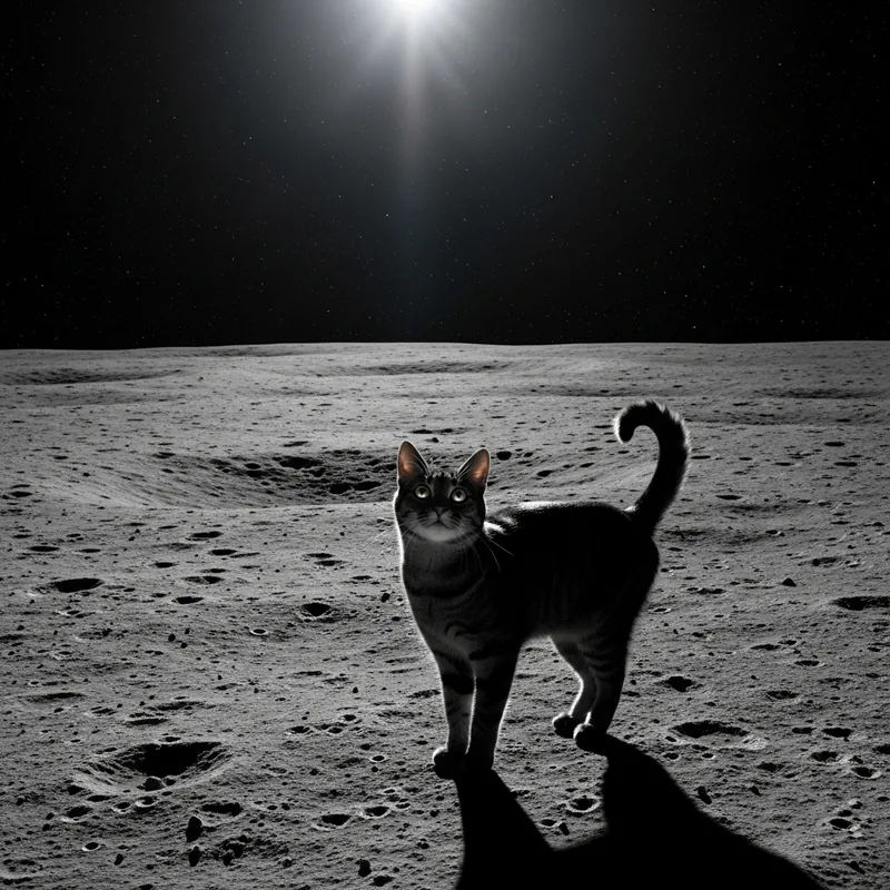 Cat on Moon: Enchanting Feline Silhouette in Lunar Light Cat on Moon: Enchanting Feline Silhouette in Lunar Light