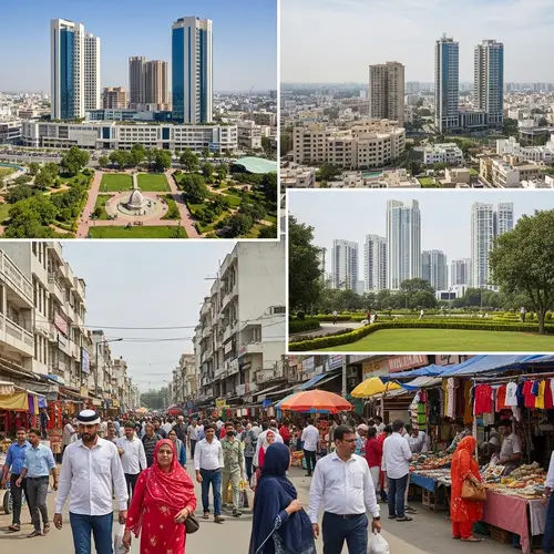 Faridabad City Urban Landscape: Vibrant Markets & Highrises