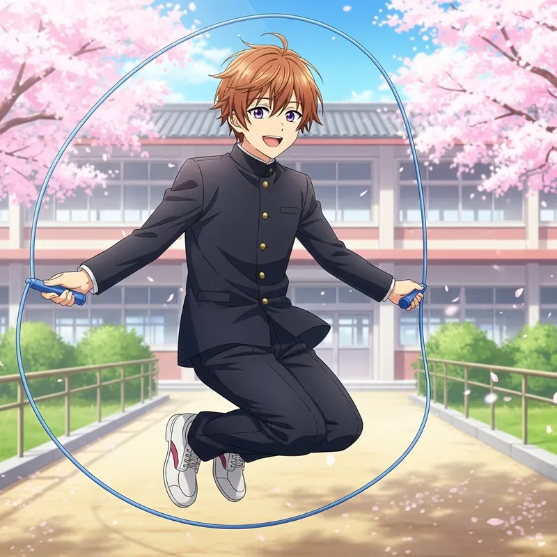 Anime Boy Rope Skipping | Vibrant Youthful Motion