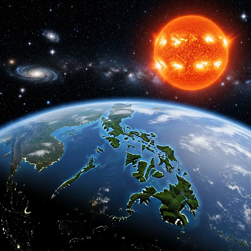 Philippine Map in Interstellar Space | Sun's Radiant Glow