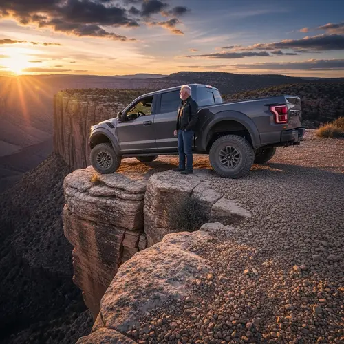 Ford Raptor Pickup Truck in Perilous Location