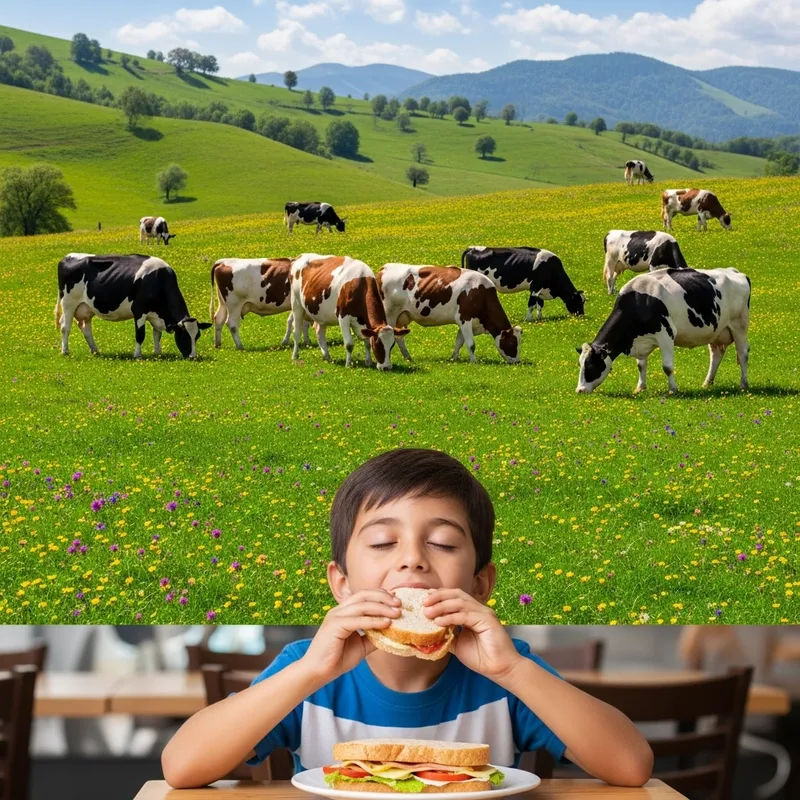 Delicious Sandwich Experience Whisks Young Boy to Vibrant Meadow