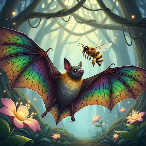 Bee and Bat Interaction: Harmonious Wildlife Encounter