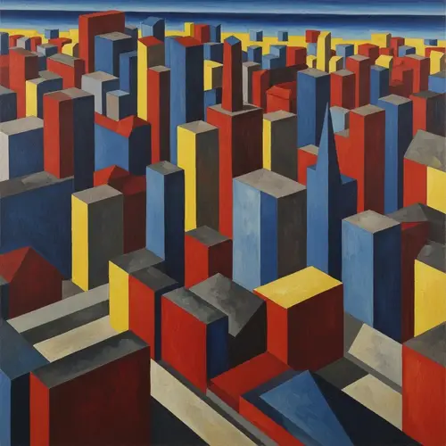Geometric City | De Stijl Art | Piet Mondrian Inspired