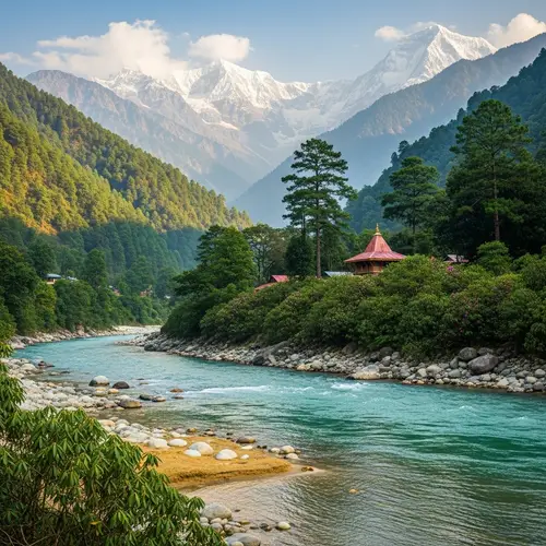 Scenic Ganges River Views in Uttarakhand, India