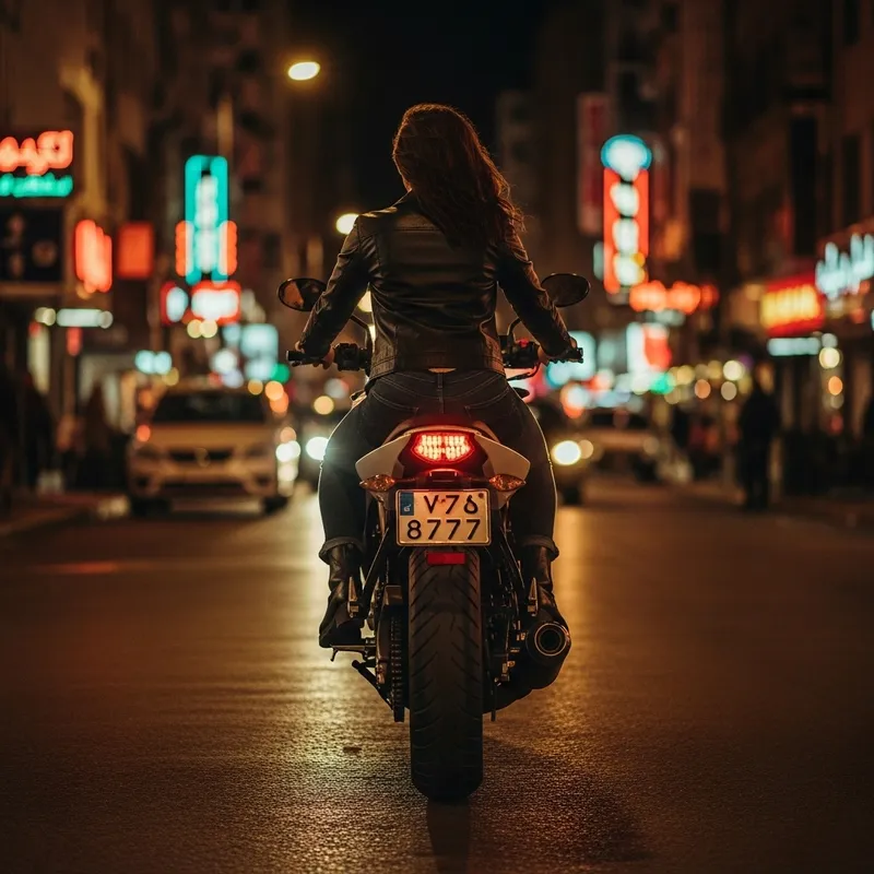 Rebellious Middle-Eastern Woman on Motorcycle: City Adventure Rebellious Middle-Eastern Woman on Motorcycle: City Adventure