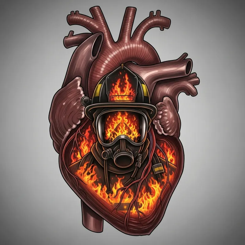 Firefighter Heart Muscle Tattoo Design