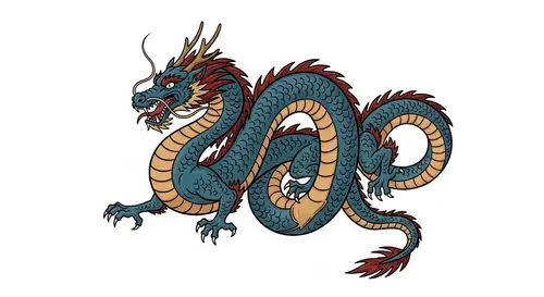 Dynamic Eastern Dragon in Cell Shading Style - Vibrant Colors & Bold Outlines