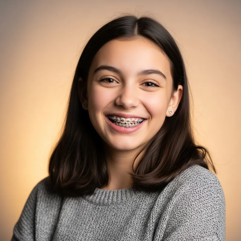 Smiling Teenage Girl with Grey Braces | Confident & Joyful Look
