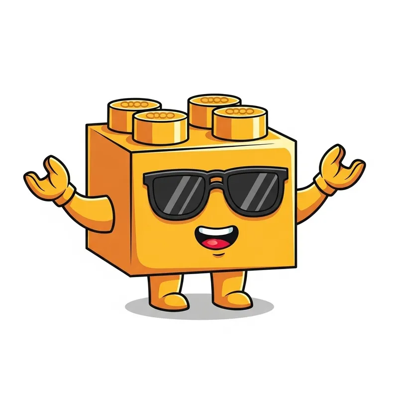 Lego Brick Smiling Face with Arms, Legs & Cool Glasses Lego Brick Smiling Face with Arms, Legs & Cool Glasses