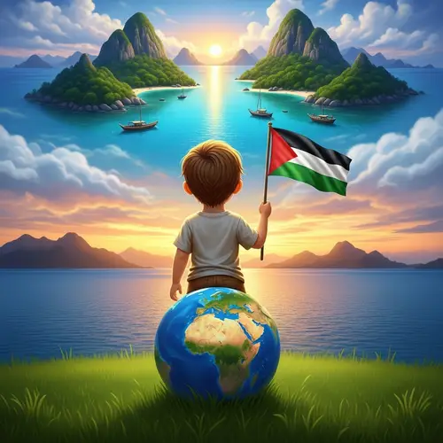 Hope and Peace Illustration with Palestine Flag | Tranquil Paradise