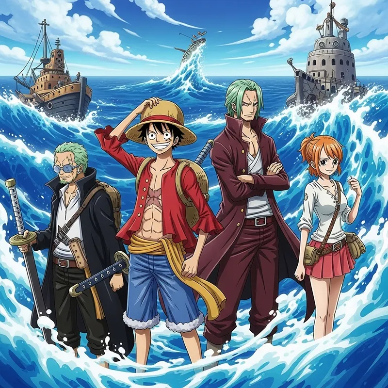 Epic Adventure Anime: One Piece Illustration