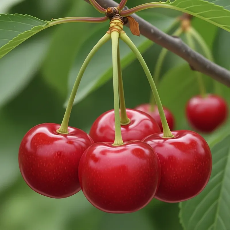 Detailed Cherry Fruits Illustration | Vibrant Close-Up View