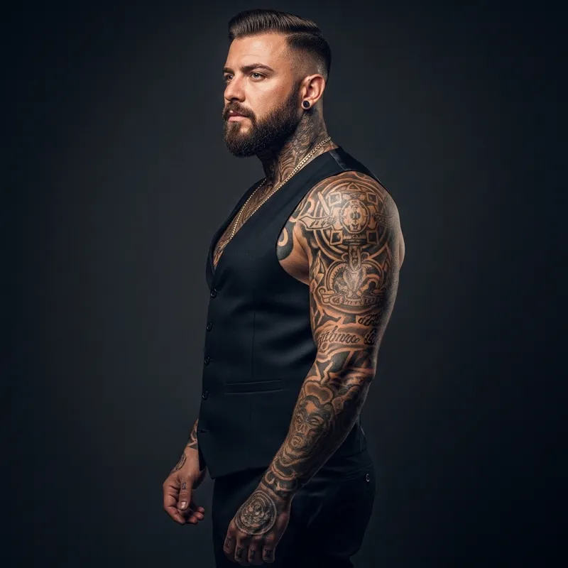 Muscular Italian Mafia Boss in Designer Suit - Rugged and Handsome