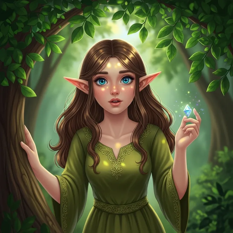 Enchanting Cute Elf Girl in Forest