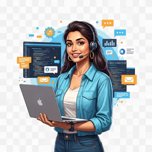 South Asian Female Software Developer Avatar | Tech-Themed Professional Image
