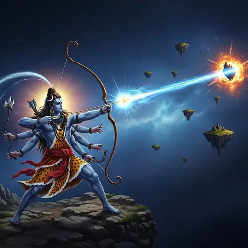 Lord Shiva Cosmic Energy: God of Destruction Blasting Islands
