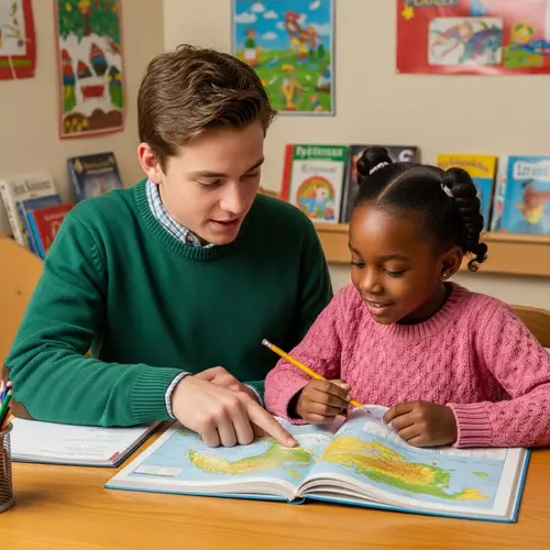 Elder Brother Helping Younger Sister with Homework | Educational Scene