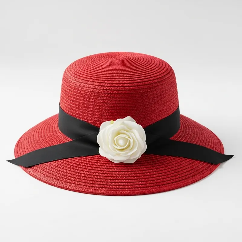 Vibrant Red Hat with Wide Brim | Red Hat Image Gallery