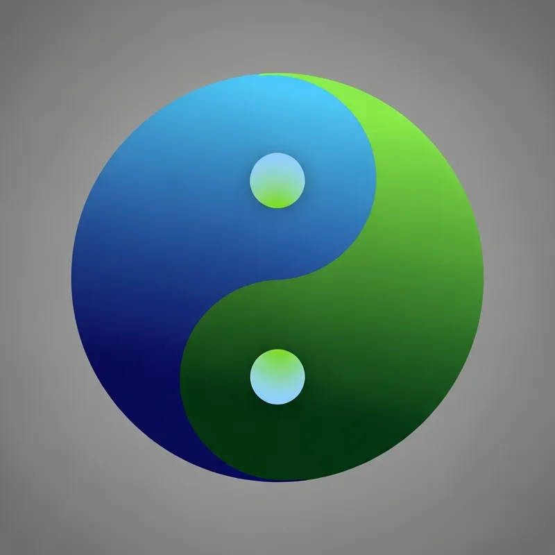 Yin Yang Symbol in Single-Tone Blue and Green, High Resolution Yin Yang Symbol in Single-Tone Blue and Green, High Resolution