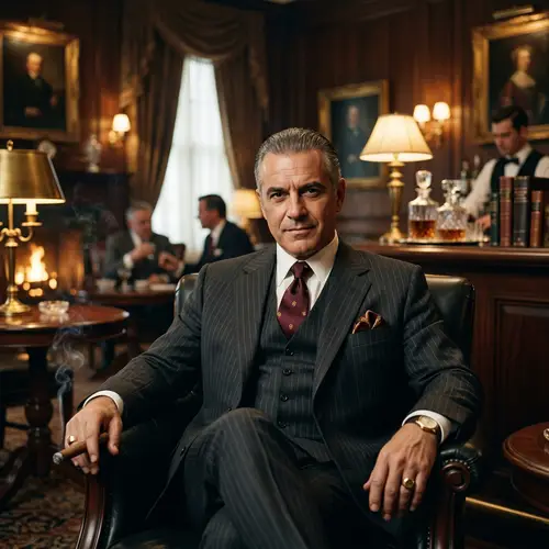 Elegant Mafia Don in Private Club