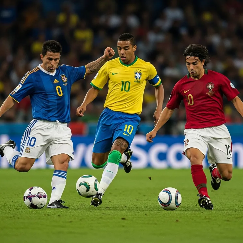 Messi, Ronald, and Neymar in Iconic Action Pose